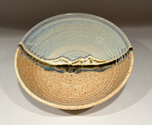 Pottery Serving Bowl - Snowy Mountain glaze