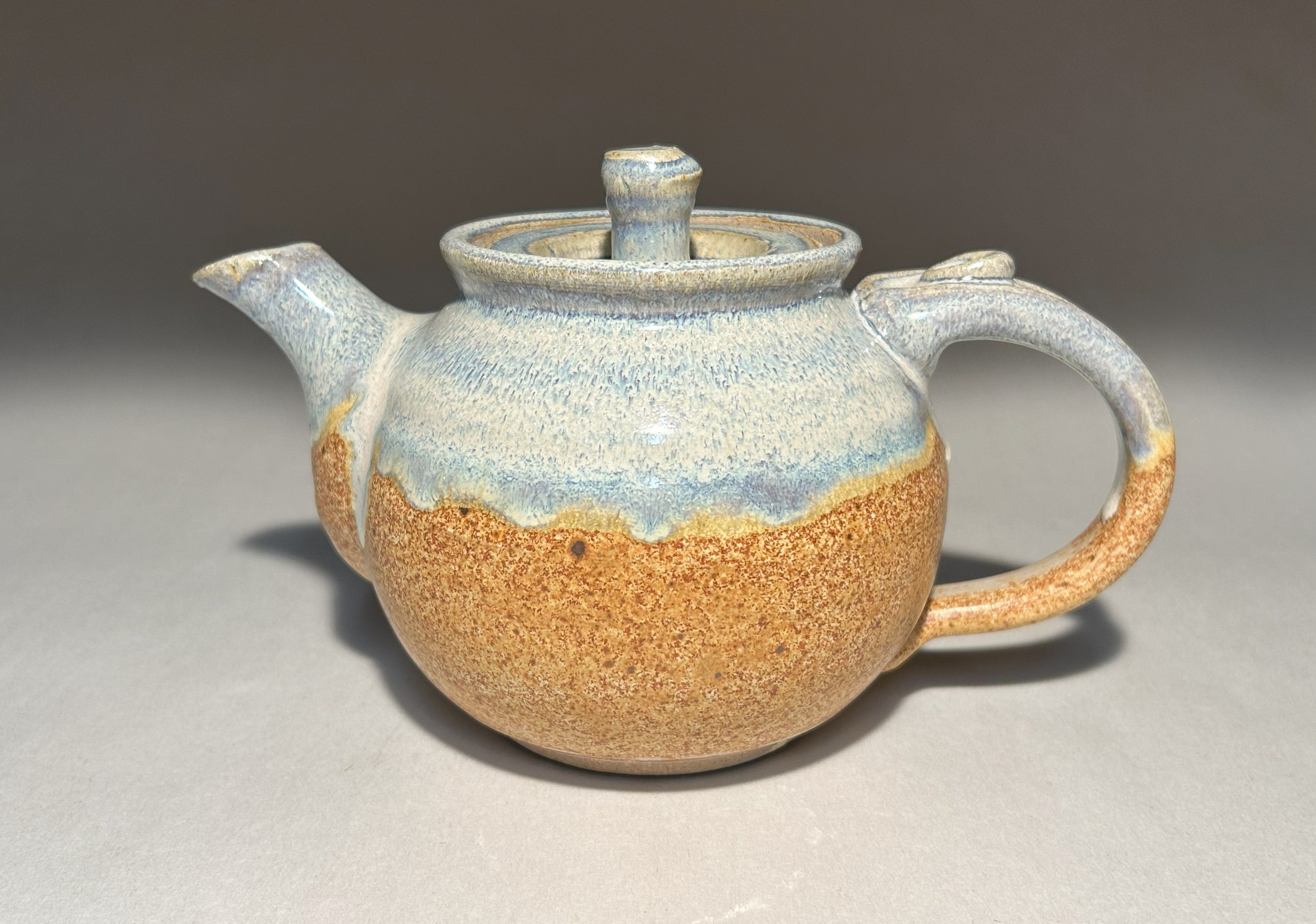 Handmade Pottery Teapot: Toasty Brown & Light Blue Glaze - 3 to 4 cups ...