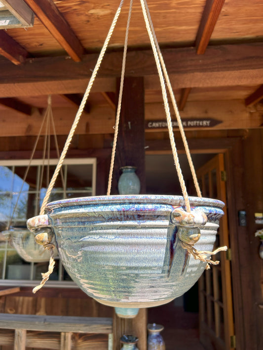 Hanging Pottery Planter with Handmade Beads - Made in Sisters, Oregon