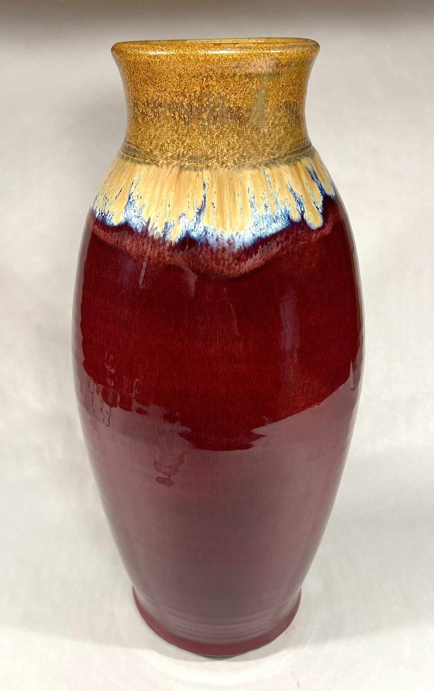 Handmade Pottery Vase with Copper Red Glaze - Unique Artisanal Home Decor