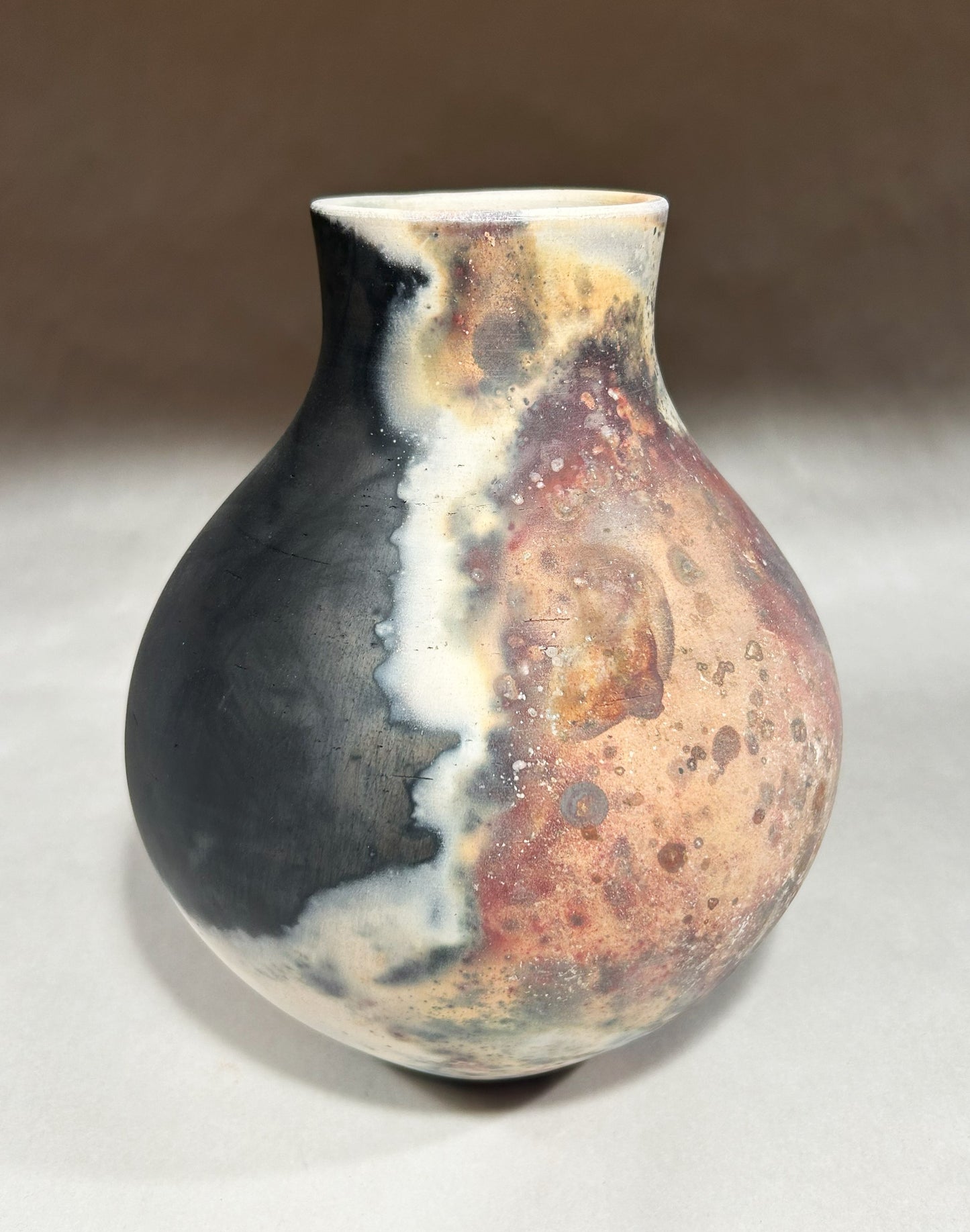 Pit-Fired Pottery Vase - Hand Burnished - Fired with Wood, Salt & Copper