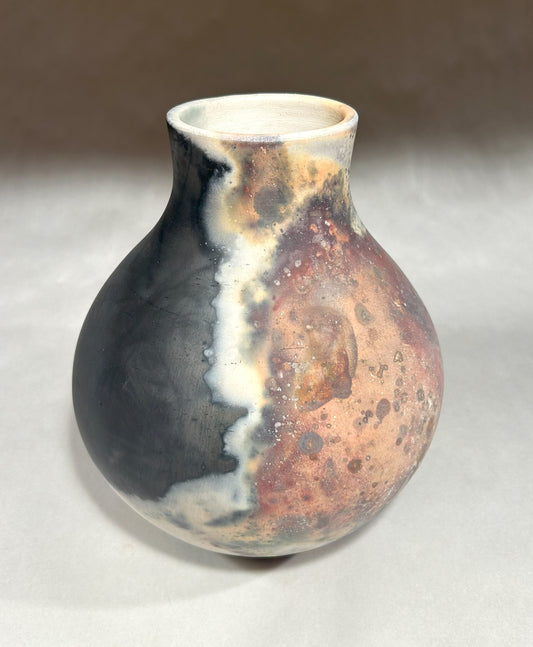 Pit-Fired Pottery Vase - Hand Burnished - Fired with Wood, Salt & Copper