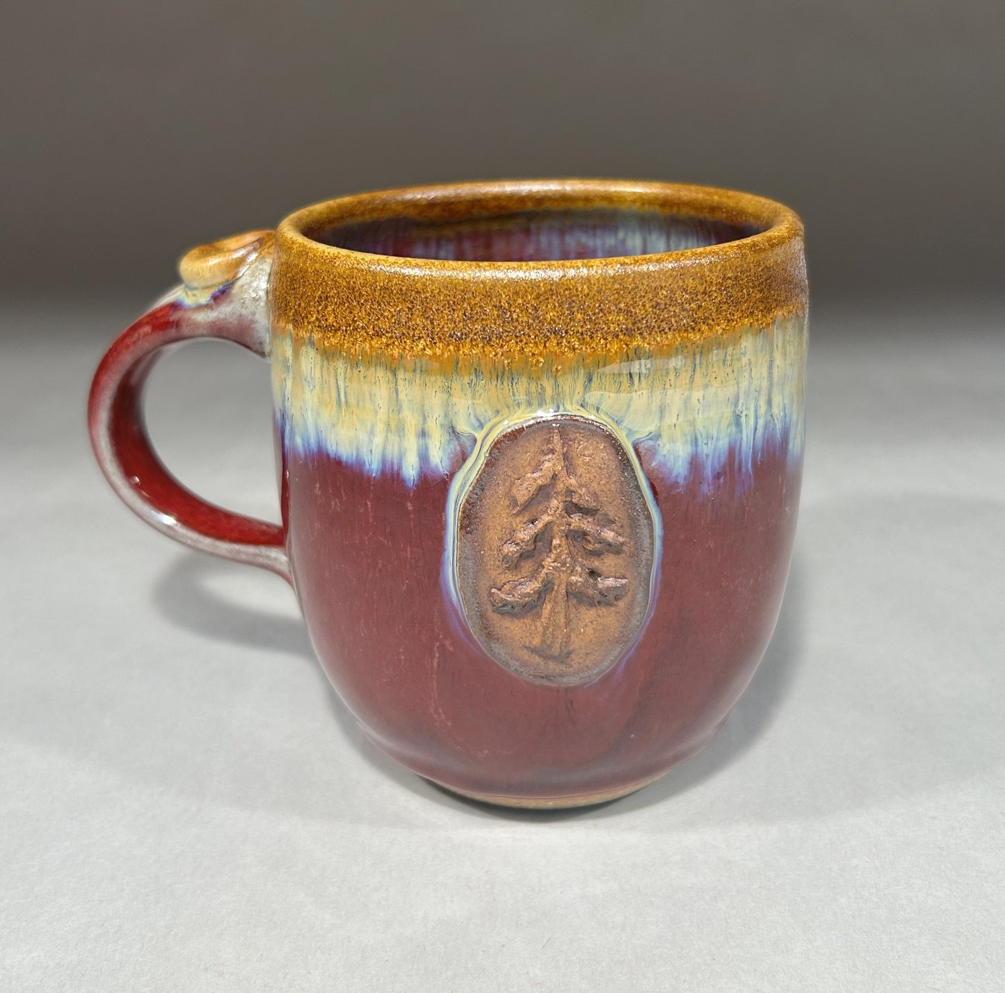 Handmade Pottery Mug with Tree Stamp - Oregon Pottery