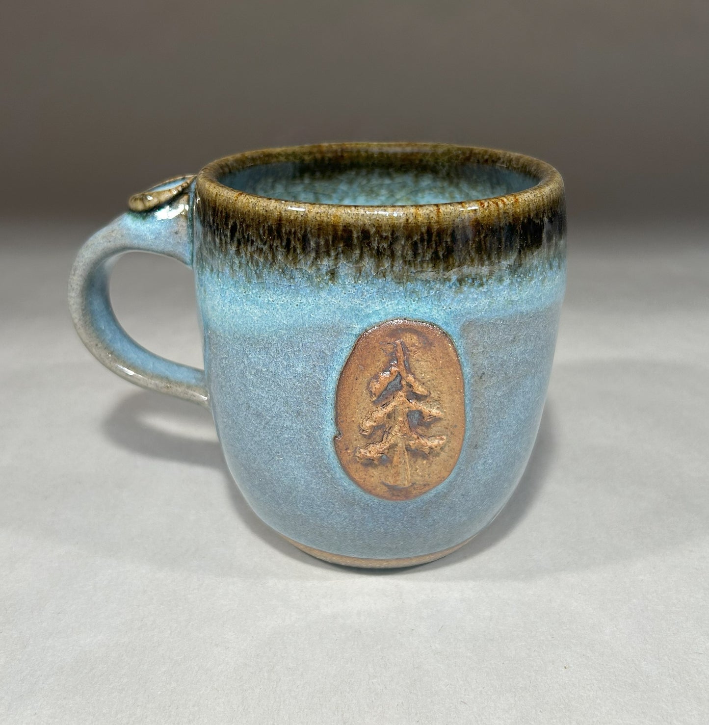 Handmade Pottery Mug with Tree Stamp - Oregon Pottery