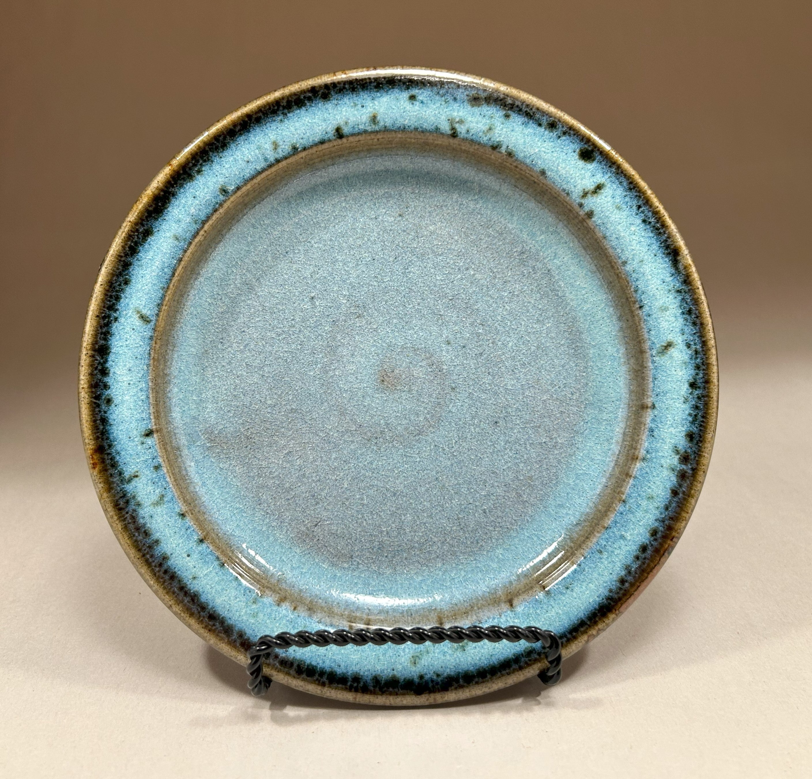 Handmade Pottery Dessert Plates - Unique, Artisanal Ceramic Dishware - Blue Green Ash Glaze