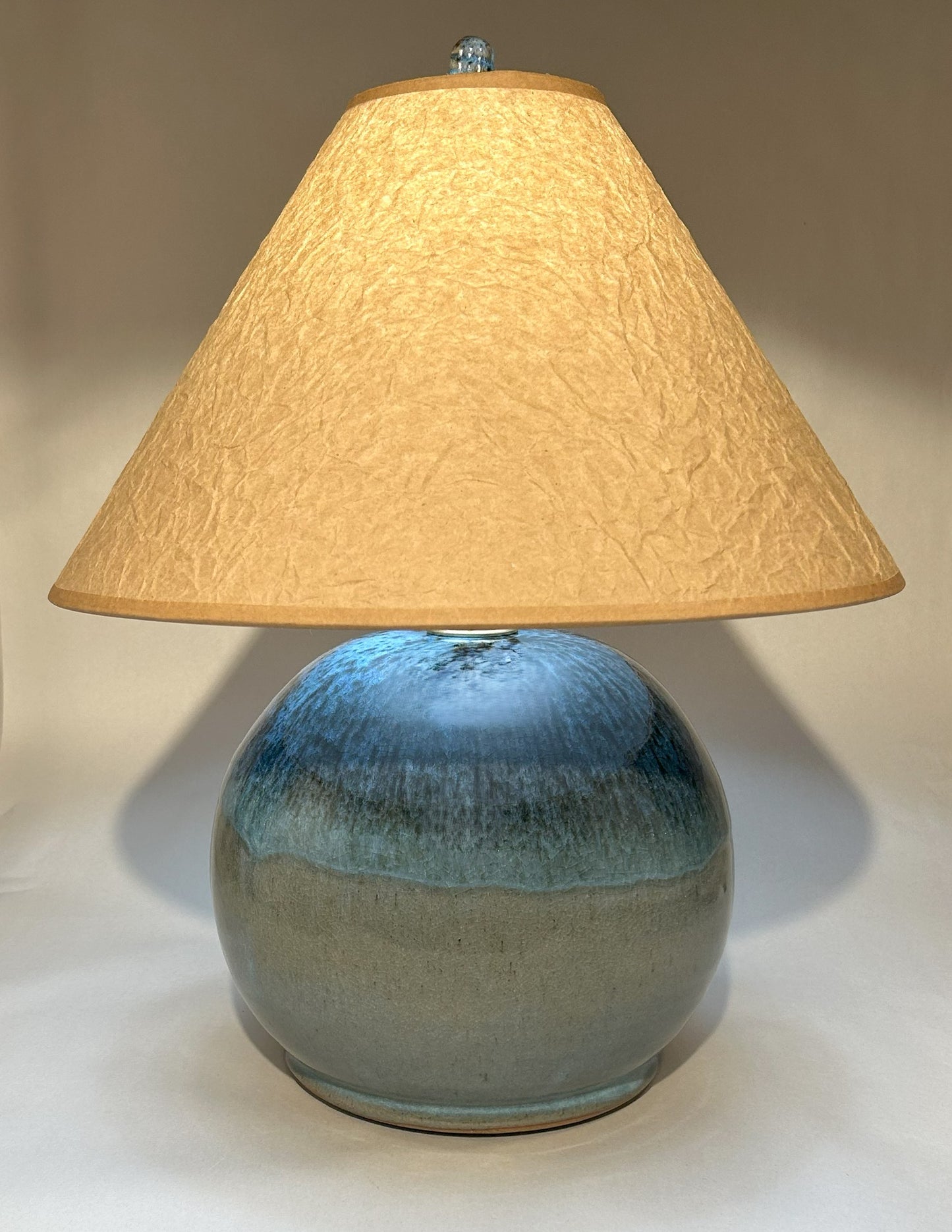 Handmade Pottery Table Lamp - Blue Green Ash glaze