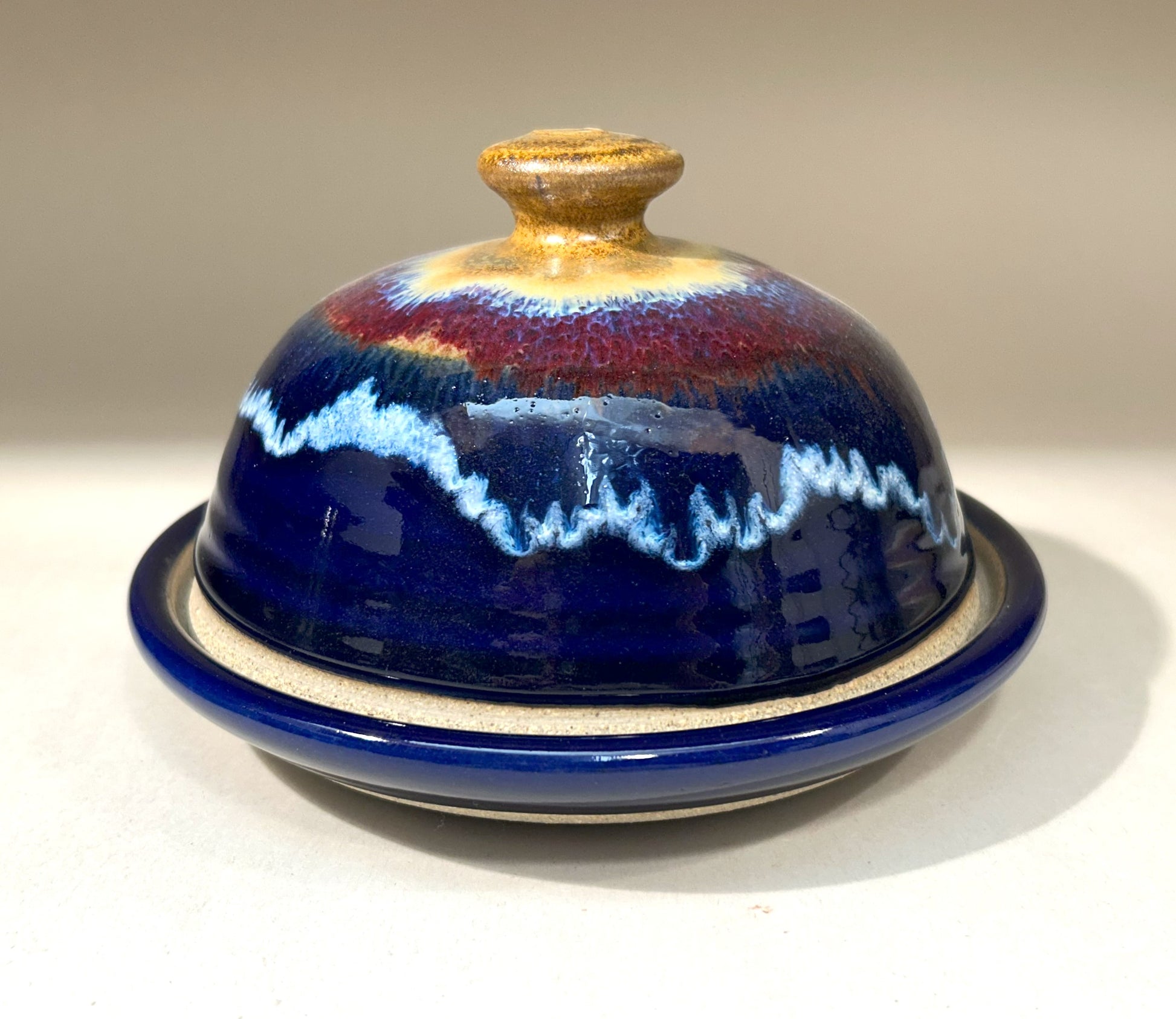 Pottery Butter Dish with domed lid