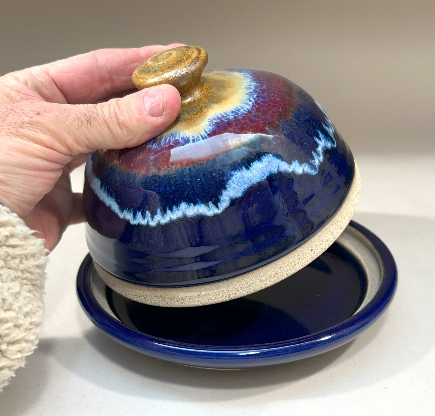 Pottery Butter Dish - Domed Lid