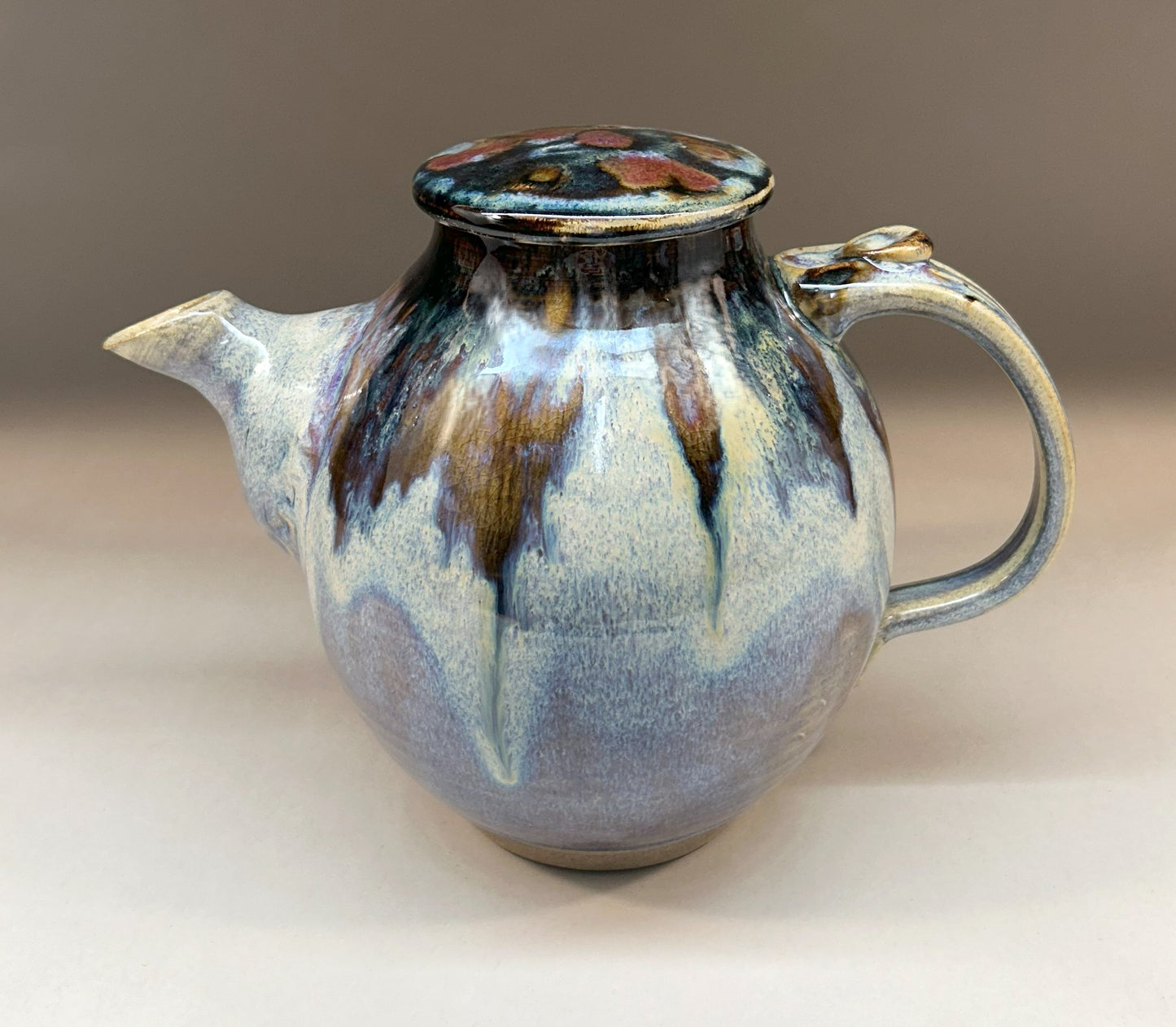 Large Handmade Pottery Teapot with Everything Glaze