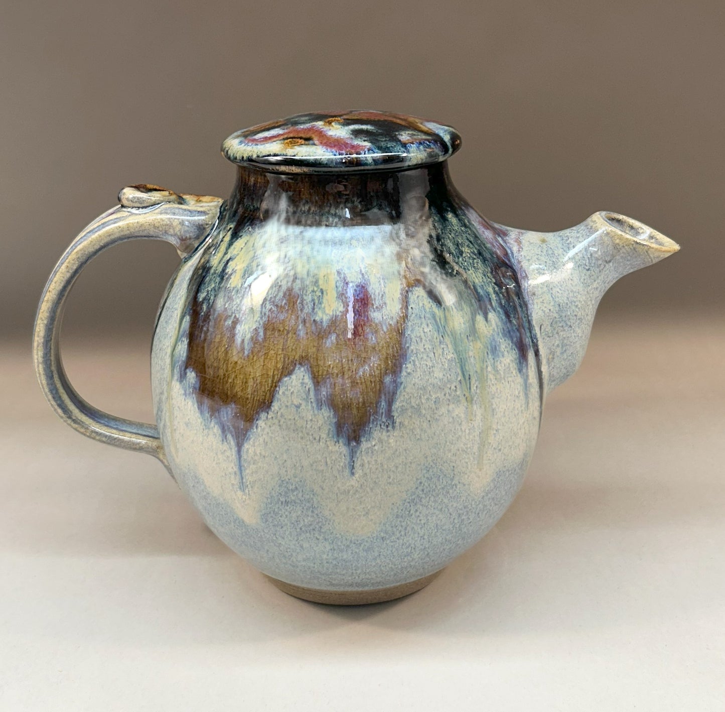 Large Handmade Pottery Teapot with Everything Glaze