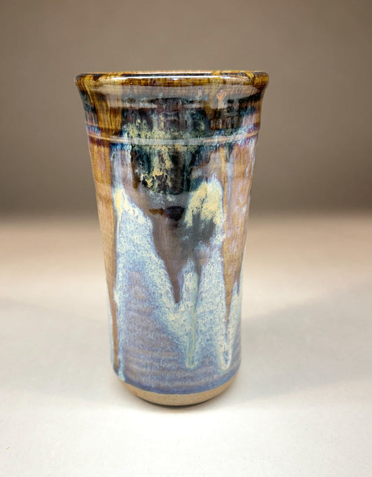 Handmade Pottery Tumbler with Everything Glaze – Unique Ceramic Drinkware