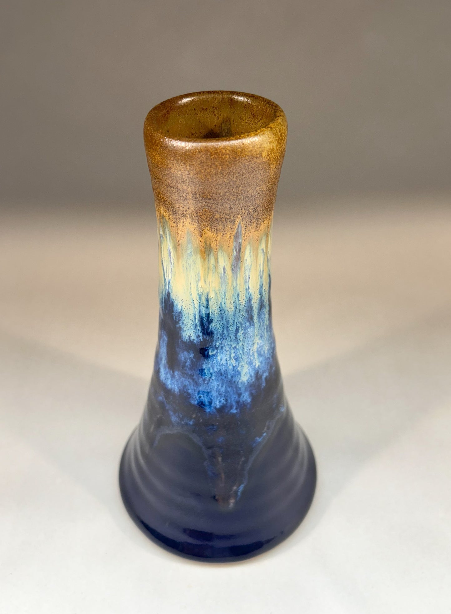 Tall Pottery Flower Vase - Artisan Bud Vase - Cobalt Blue & Iron Glaze