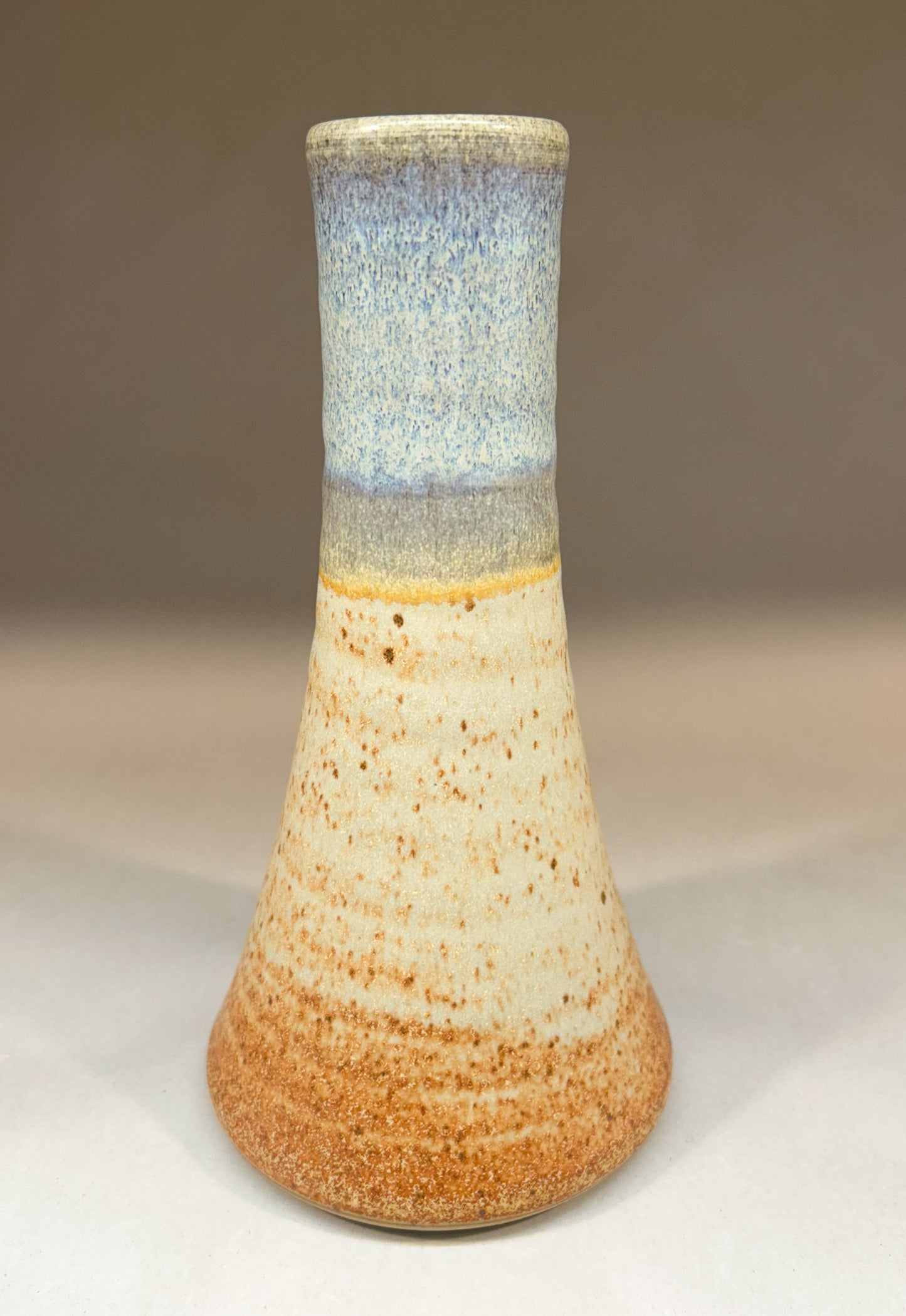 Handmade Pottery Vase with Brown & Sky Blue Glaze