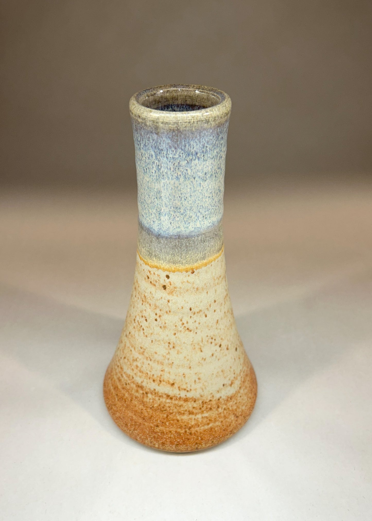 Handmade Pottery Vase with Brown & Sky Blue Glaze