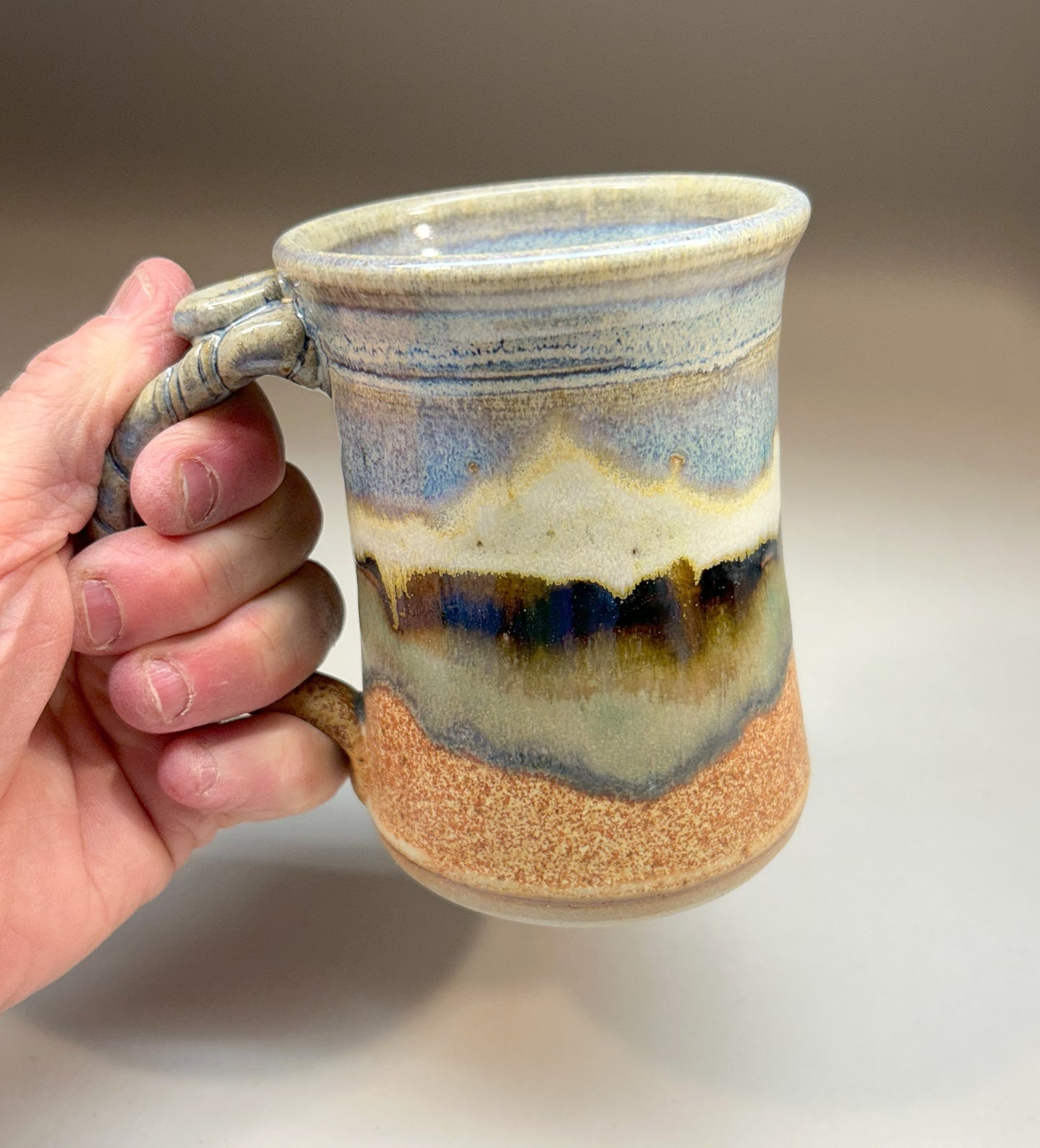 Pottery Mug with Snowy Mountain Glaze