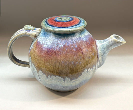 Handmade Pottery Teapot with Electric Blue Glaze