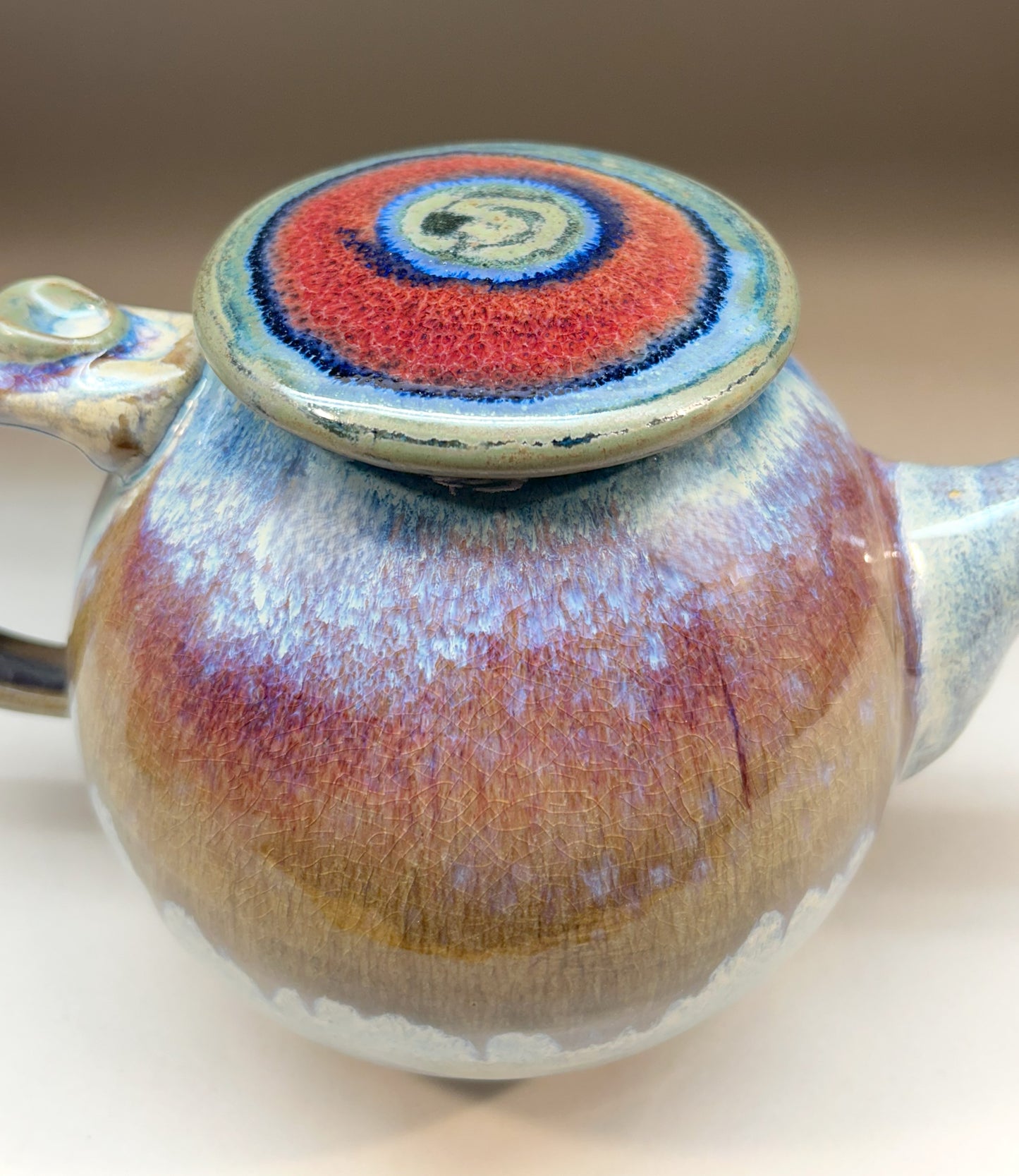 Handmade Pottery Teapot with Electric Blue Glaze