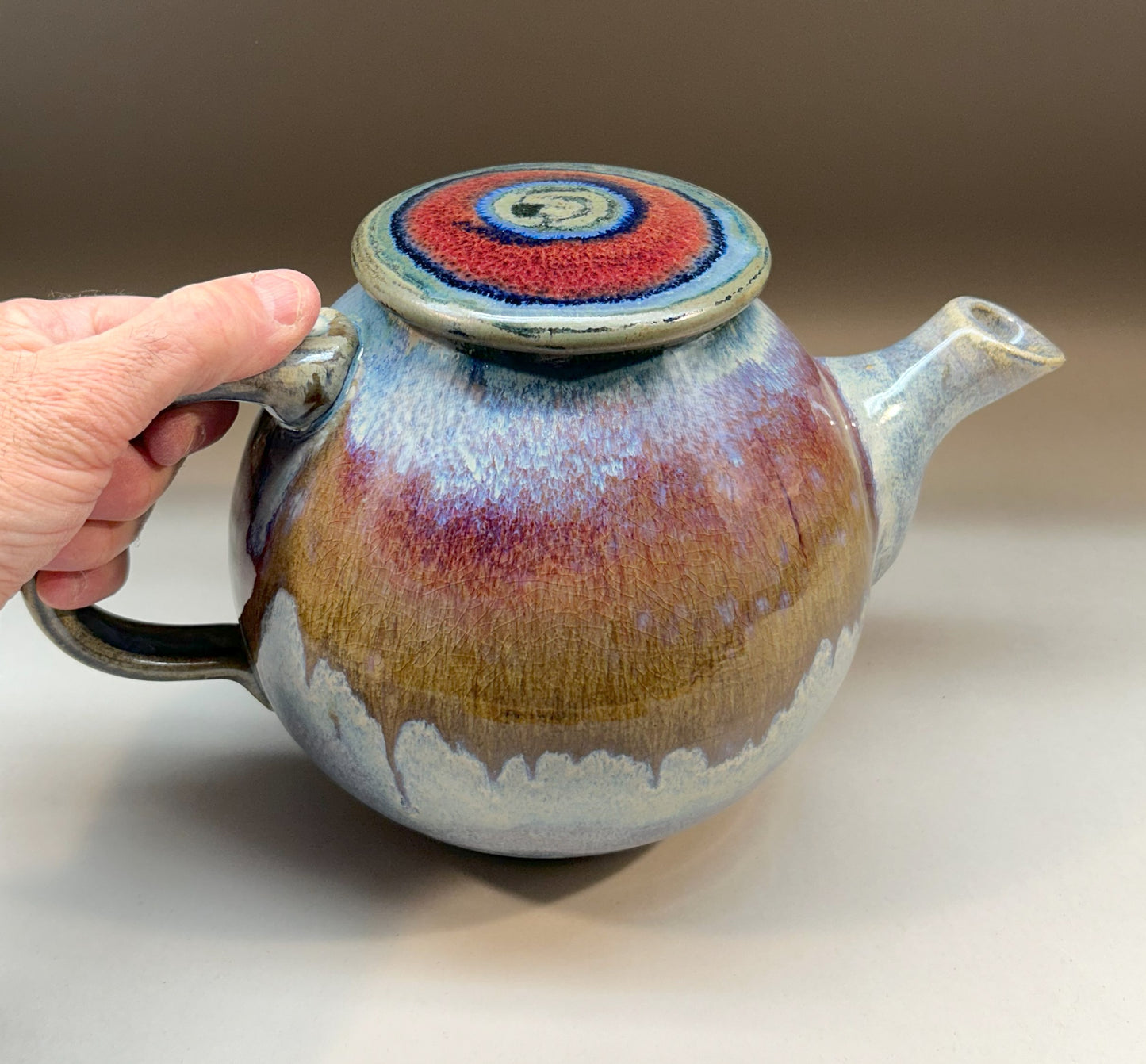 Handmade Pottery Teapot with Electric Blue Glaze