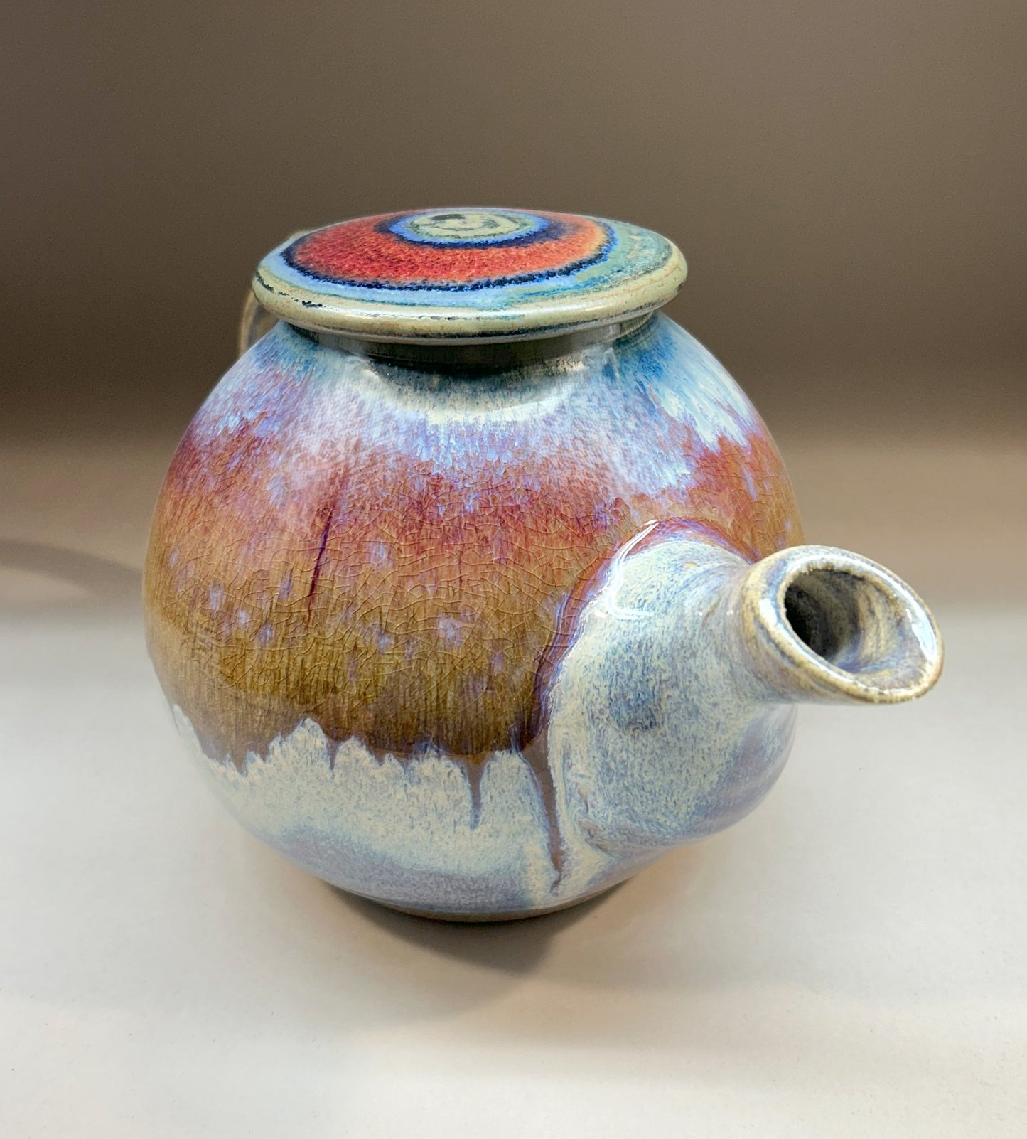 Handmade Pottery Teapot with Electric Blue Glaze