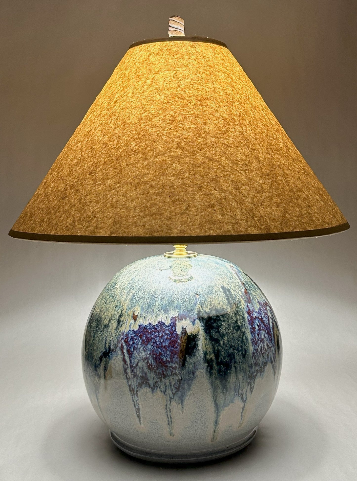 Handmade Pottery Lamp with Craft Paper Shade and Artisan Finial