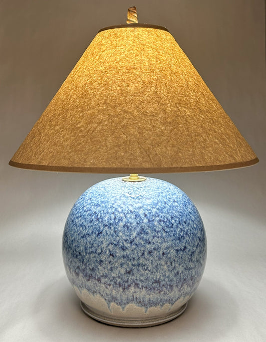Handmade Pottery Lamp with Purple-Blue Glaze – Unique Ceramic Table Lamp for Home Decor
