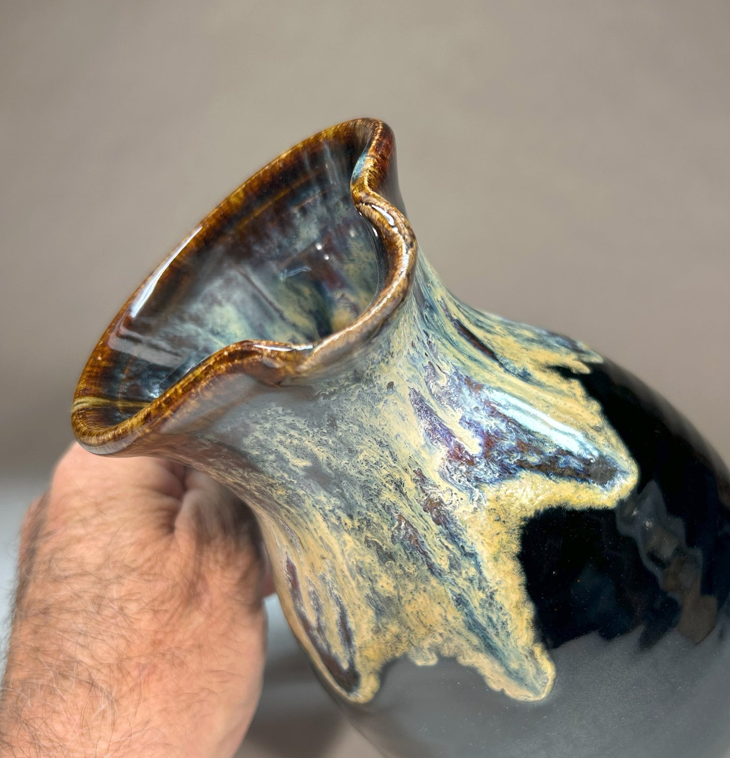 Medium Handmade Pottery Pitcher – Artisan Stoneware Pouring Vessel