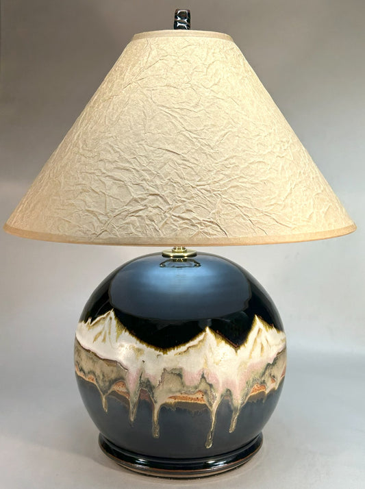 Handmade Pottery Lamp with our Midnight Mountain Glaze