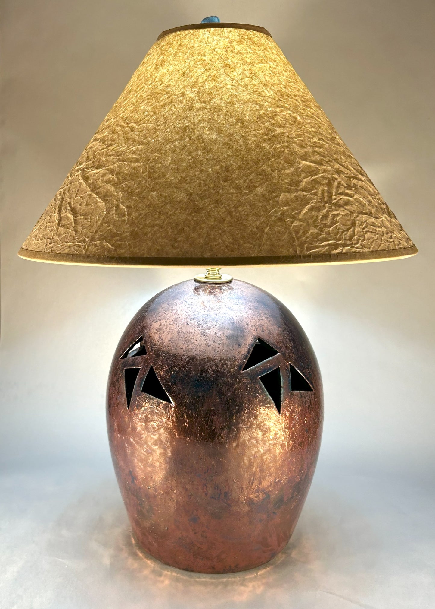 Table Lamp - Raku - Copper Blue glaze