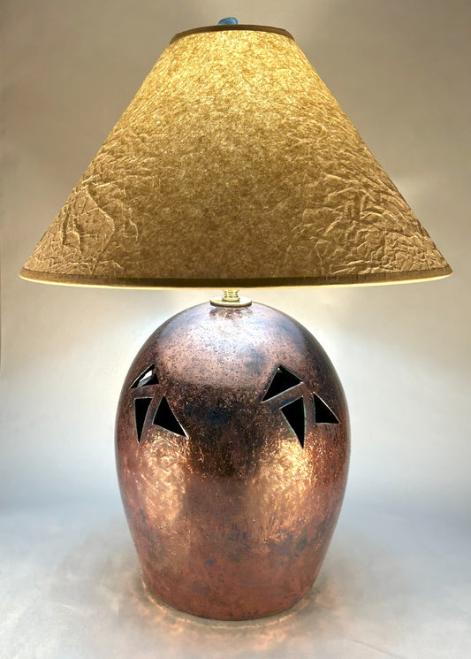 Table Lamp - Raku - Copper Blue glaze