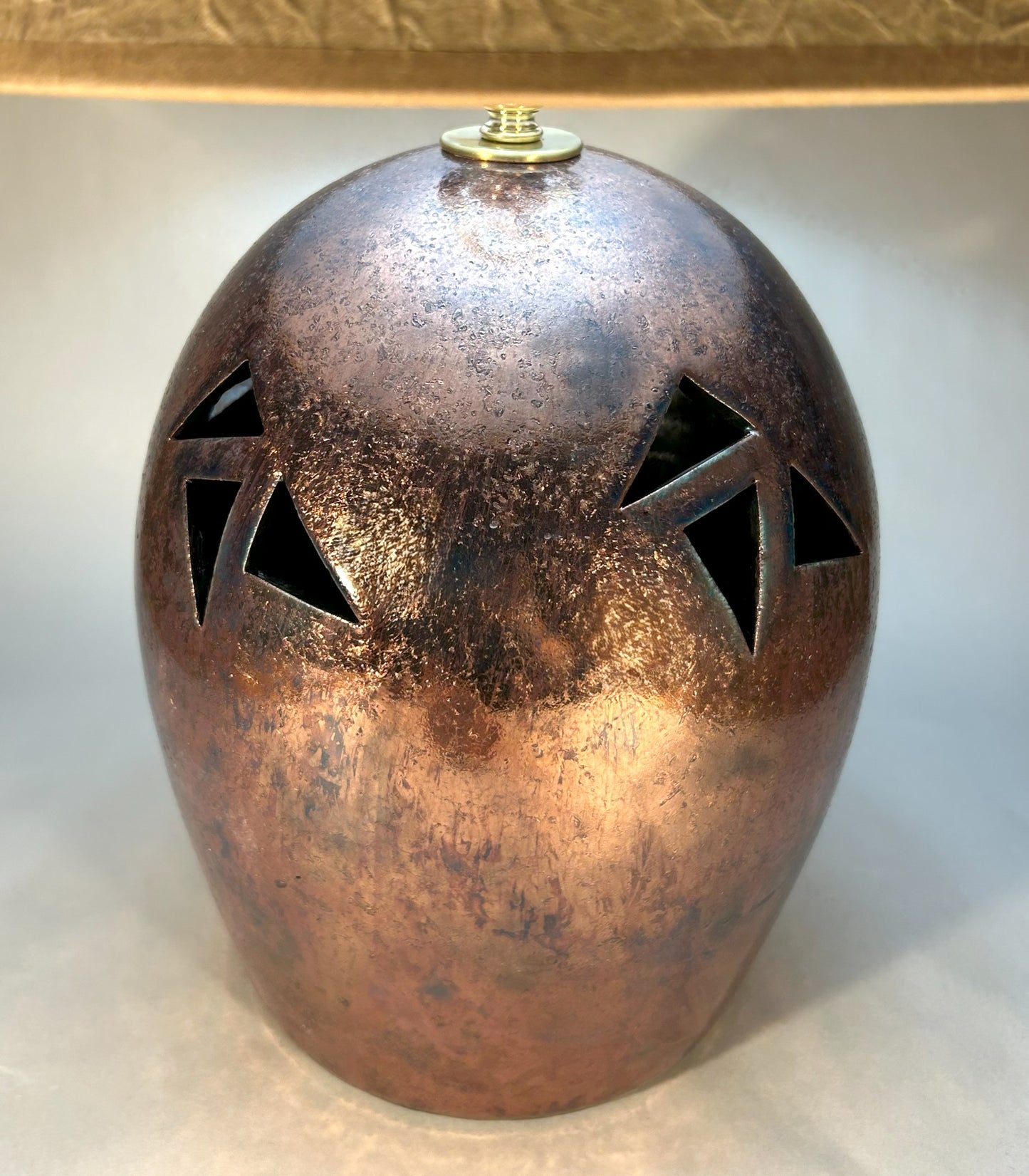 Table Lamp - Raku - Copper Blue glaze
