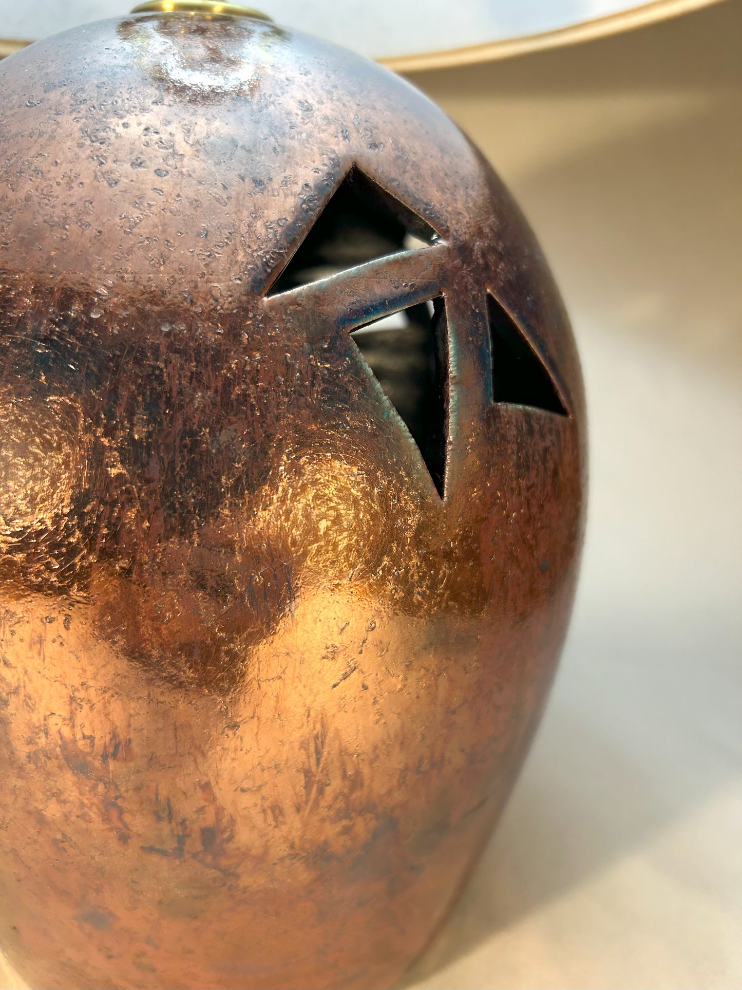 Table Lamp - Raku - Copper Blue glaze