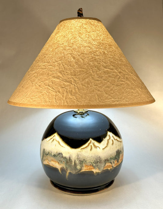Handmade Pottery Lamp with our Midnight Mountain Glaze
