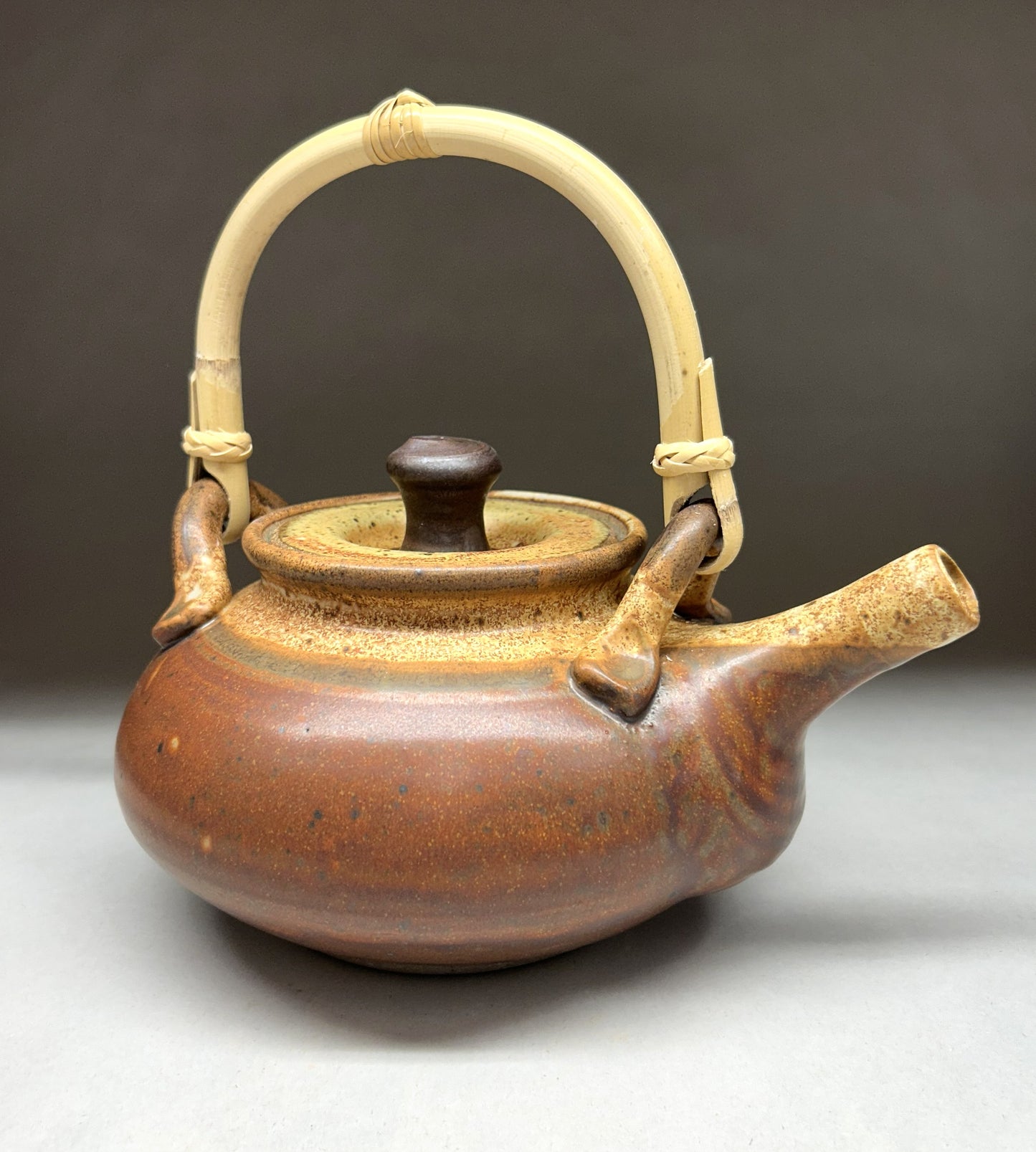 Handmade Pottery Teapot with English Cane Handle – Artisan Ceramic Teapot for Tea Lovers