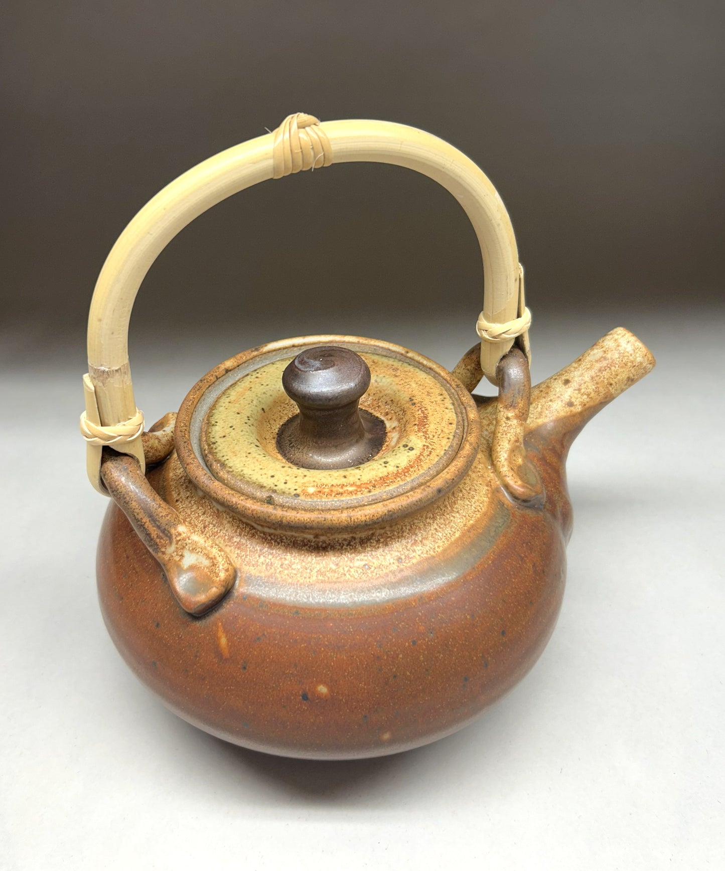 Handmade Pottery Teapot with English Cane Handle – Artisan Ceramic Teapot for Tea Lovers