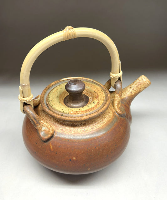 Handmade Pottery Teapot with English Cane Handle – Artisan Ceramic Teapot for Tea Lovers