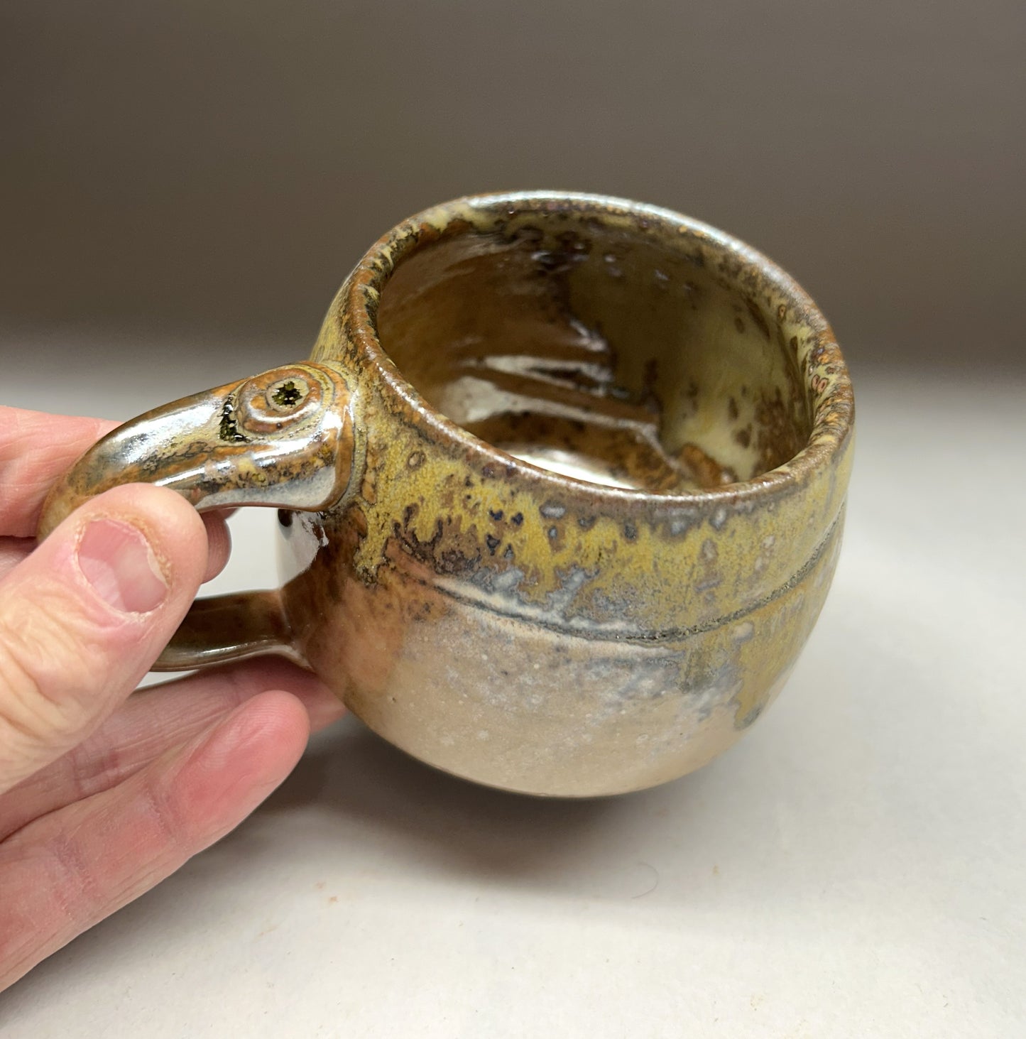 Handmade Pottery Mug - Shino & Ash Glaze