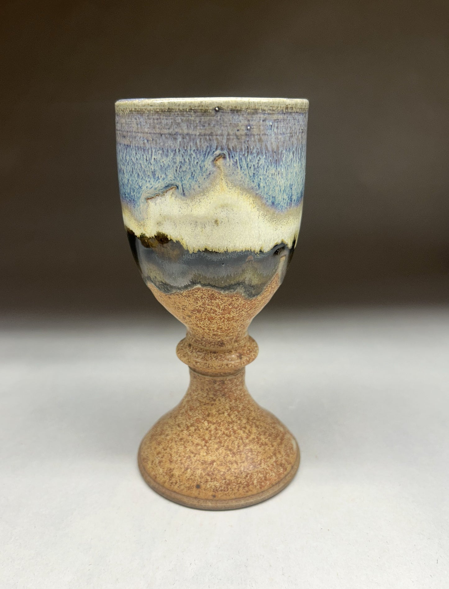 Handmade Pottery Goblet - Snowy Mountain Glaze design
