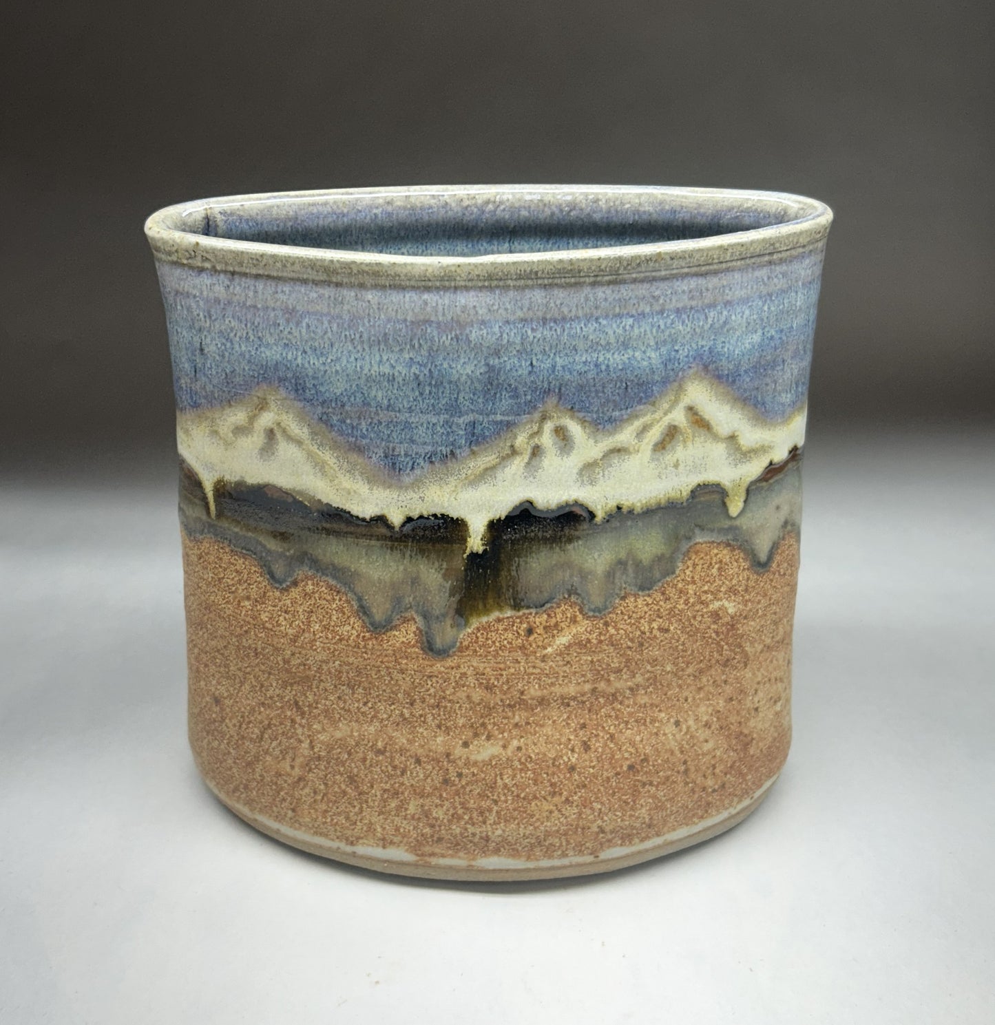 Handmade Pottery Vase with Snowy Mountain Glaze – Unique Ceramic Home Decor