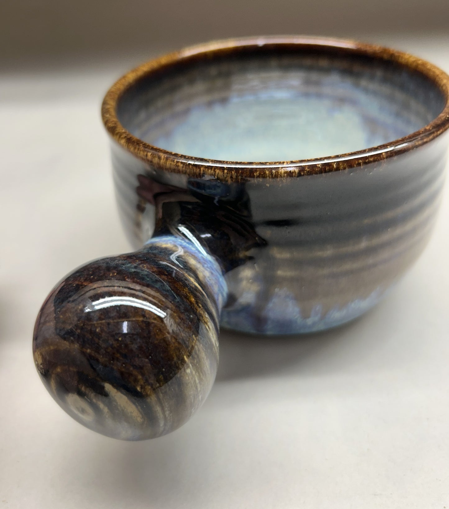Handmade Pottery Soup Bowl with Knob Handle - Pottery Gift Idea