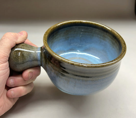 Handmade Pottery Soup Bowl with Knob Handle - Unique Pottery Gift