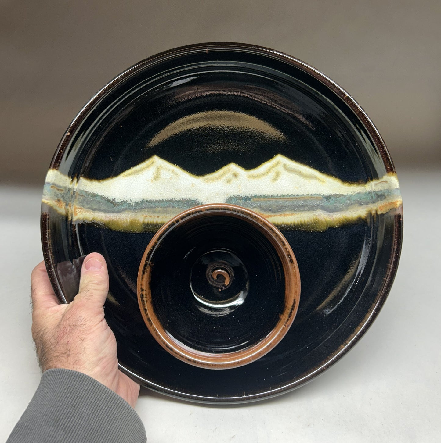 Handmade Pottery Chip and Dip Set – Midnight Mountain Glaze