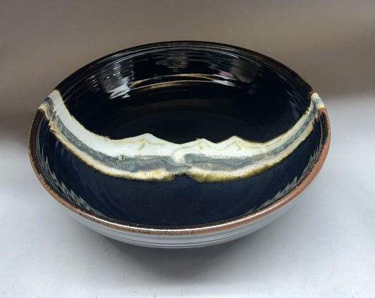 Handmade pottery serving bowl - Midnight Mountain Glaze