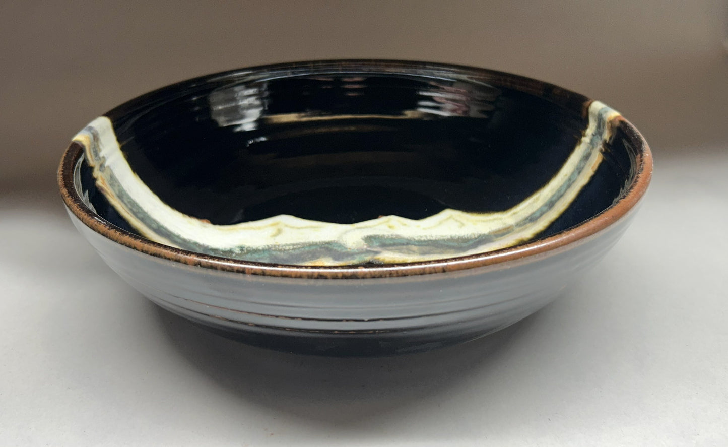 Handmade pottery serving bowl - Midnight Mountain Glaze