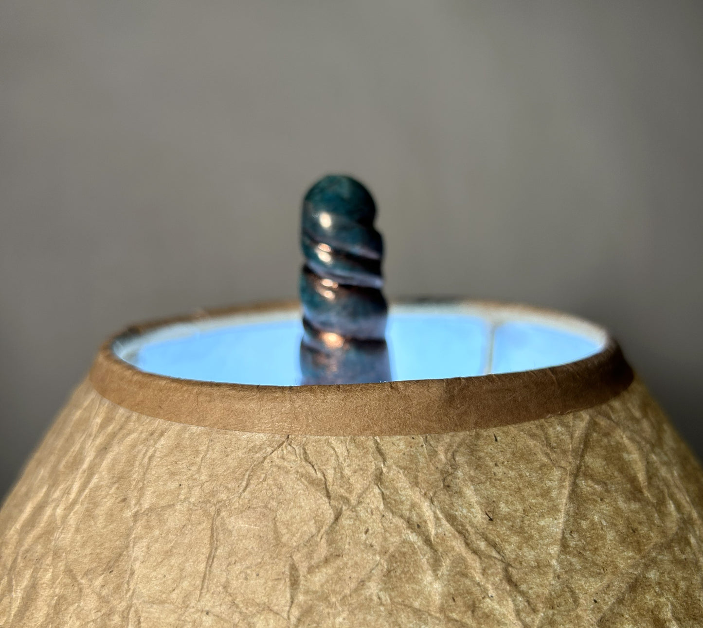 Raku Lamp with Cut outs - Copper Blue Raku Glaze