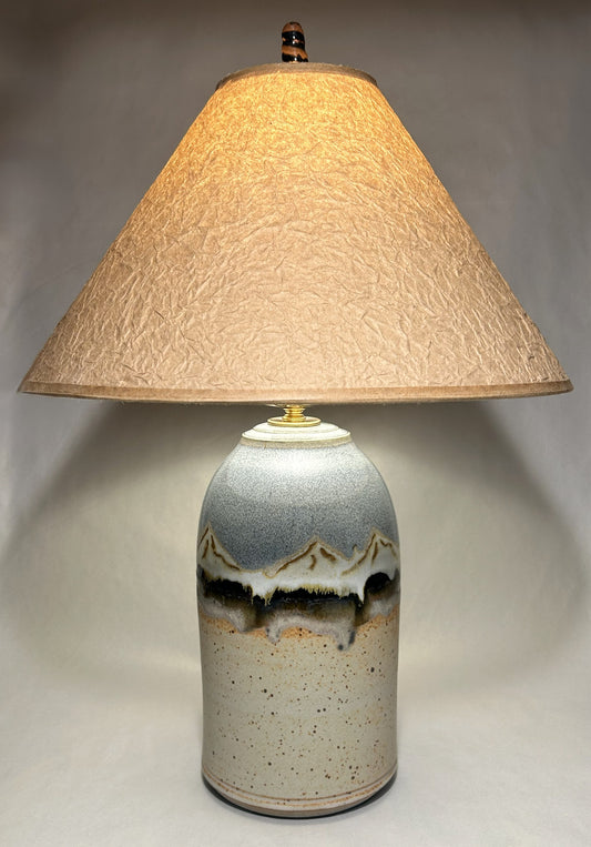 Handmade Pottery Lamp with Snowy White Mountain Glaze
