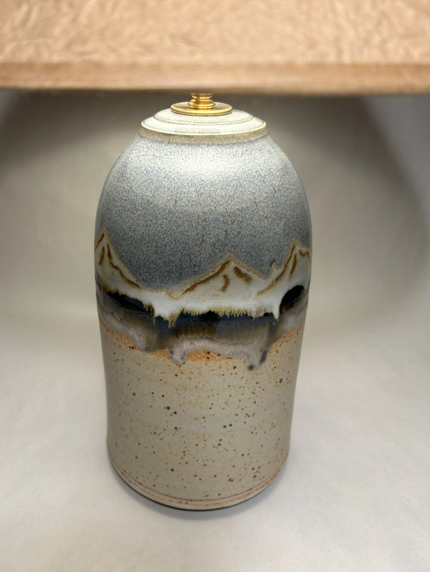 Handmade Pottery Lamp with Snowy White Mountain Glaze