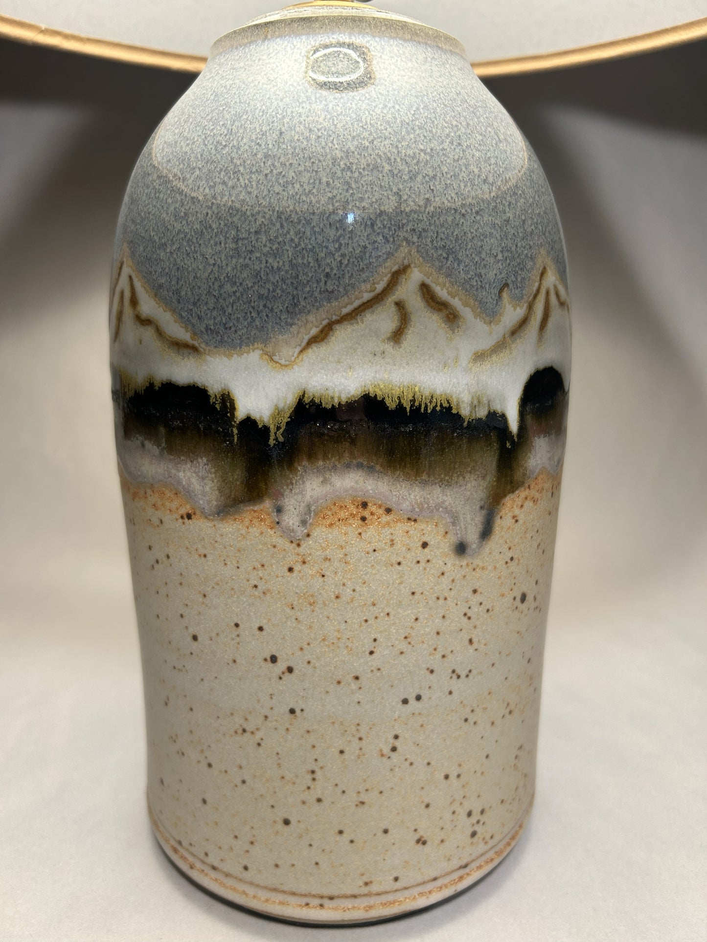 Handmade Pottery Lamp with Snowy White Mountain Glaze