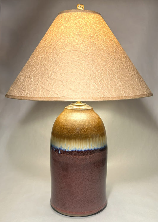 Handmade Pottery Lamp with Copper Red Glaze - Handmade Finial
