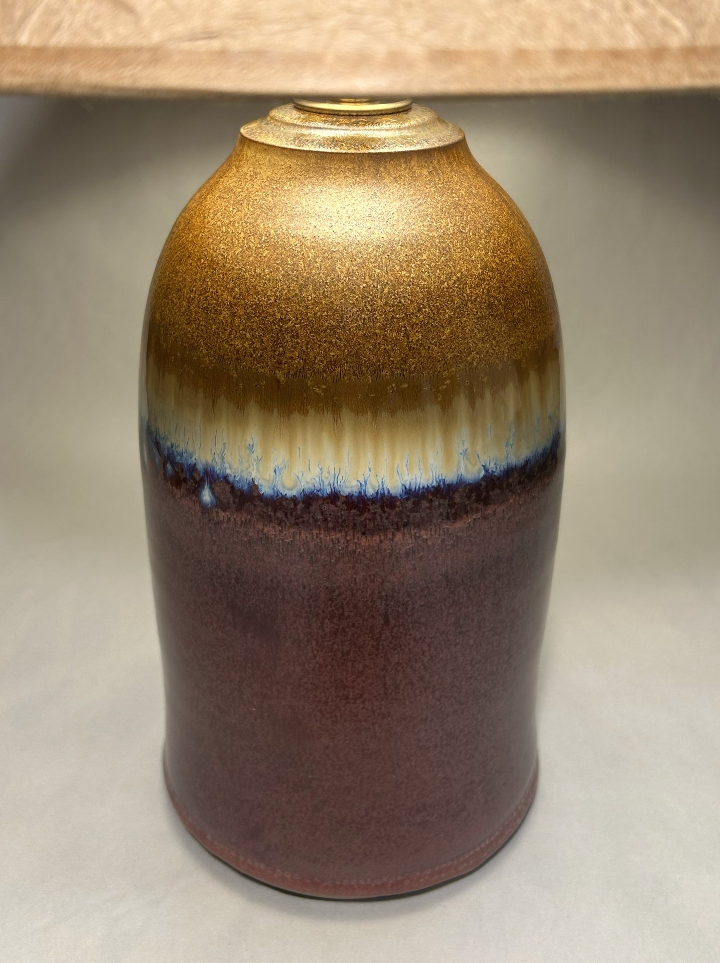 Handmade Pottery Lamp with Copper Red Glaze - Handmade Finial