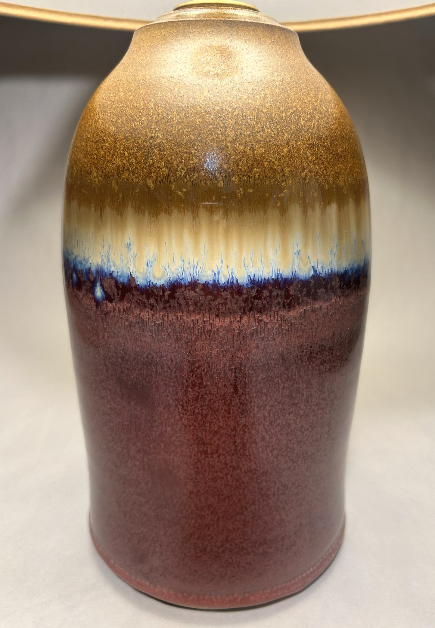 Handmade Pottery Lamp with Copper Red Glaze - Handmade Finial